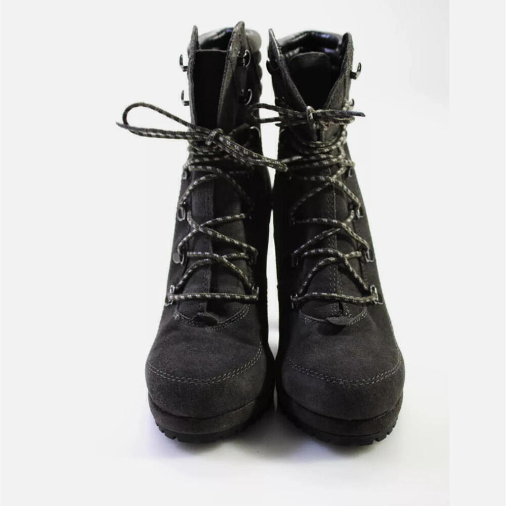 DKNY White Lenni Lace Up Leather Boots Women's 6M New - Picture 2 of 3